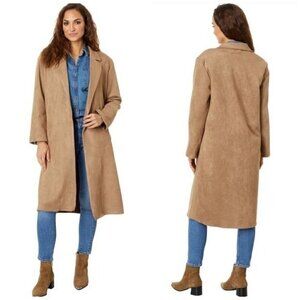 BLANK-NYC Camel Women's Long Faux Suede Coat Size Medium